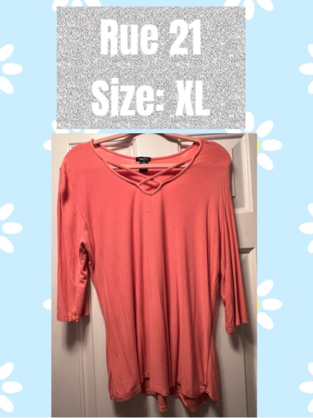 Rue21 Coral Crisscross Long Sleeve Women's Top